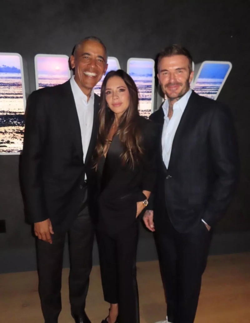 Obama David y Victoria Beckham